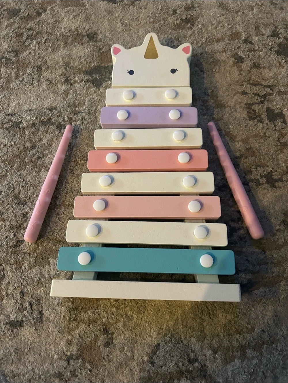 Pottery Barn Kids Pastel Unicorn Wooden Xylophone - Pink, Purple, Teal, Cream
